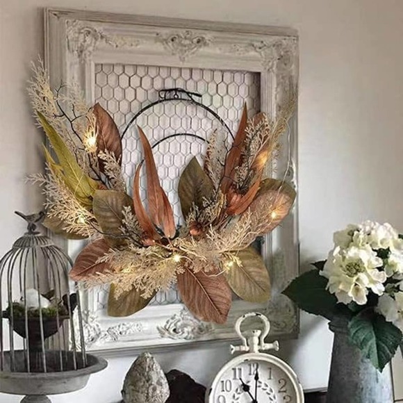 24” Fall Wreaths Led Plastic Rattail Grass Branches Wall Décor For Home0 - Picture 4 of 7